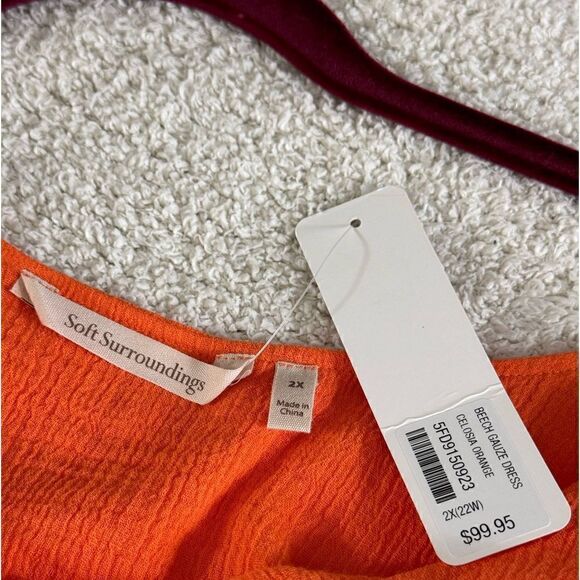 Soft surroundings Dress Womens Plus Sz 2X Beach gauze asymmetric celosia orange - Picture 6 of 14